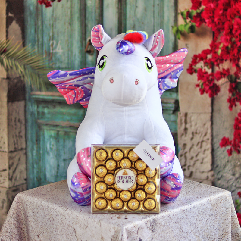 unicornio de peluche, envío a domicilio, entregas en México, Fiorence, regalos, cumpleaños, festejo. 