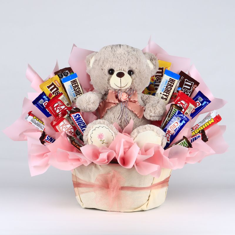 "Cute Bear with Chocolates" Candy Bouquet