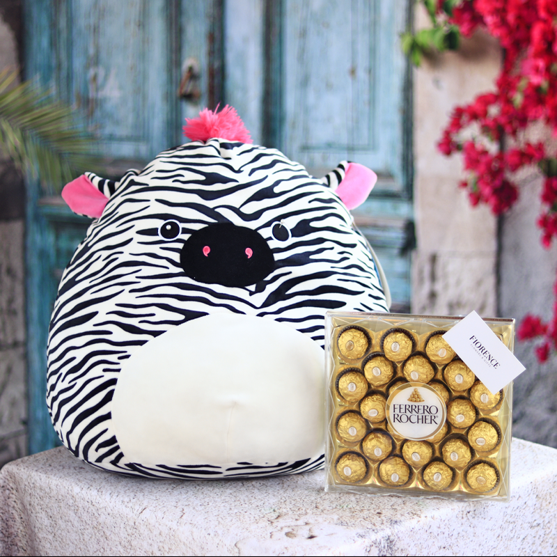 Peluche Squishmallows Zebra con Chocolates