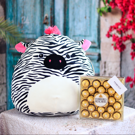 Peluche Squishmallows Zebra con Chocolates