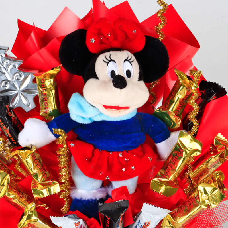 Candy Bouquet en Taza Gigante de Mickey y Minnie con Chocolate Toblerone