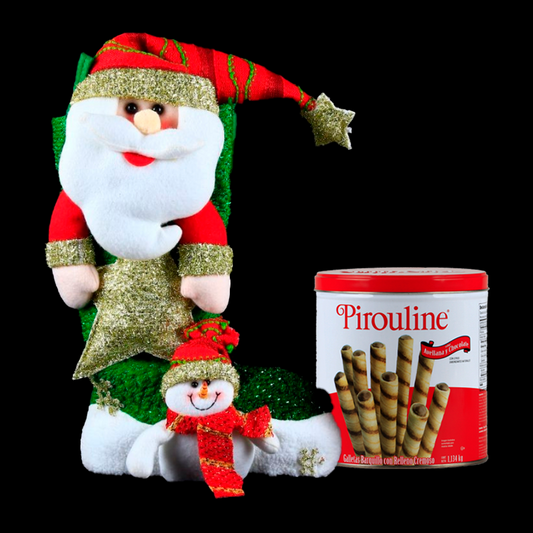 Beautiful Christmas Stocking with Santa Claus and Cream-Filled Cookies