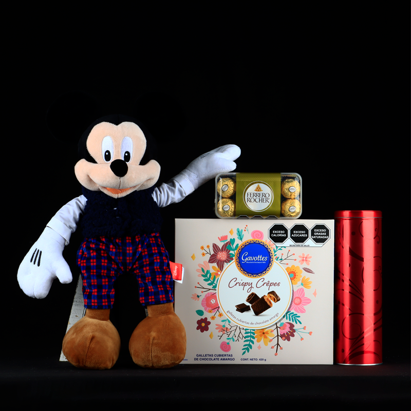 Peluche de Mickey Mouse con Galletas y Chocolates