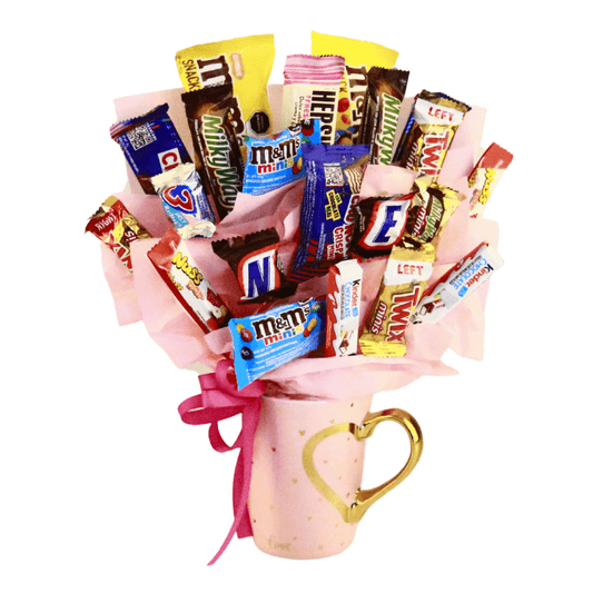 Candy Bouquet Taza Love con Tapa y Chocolates