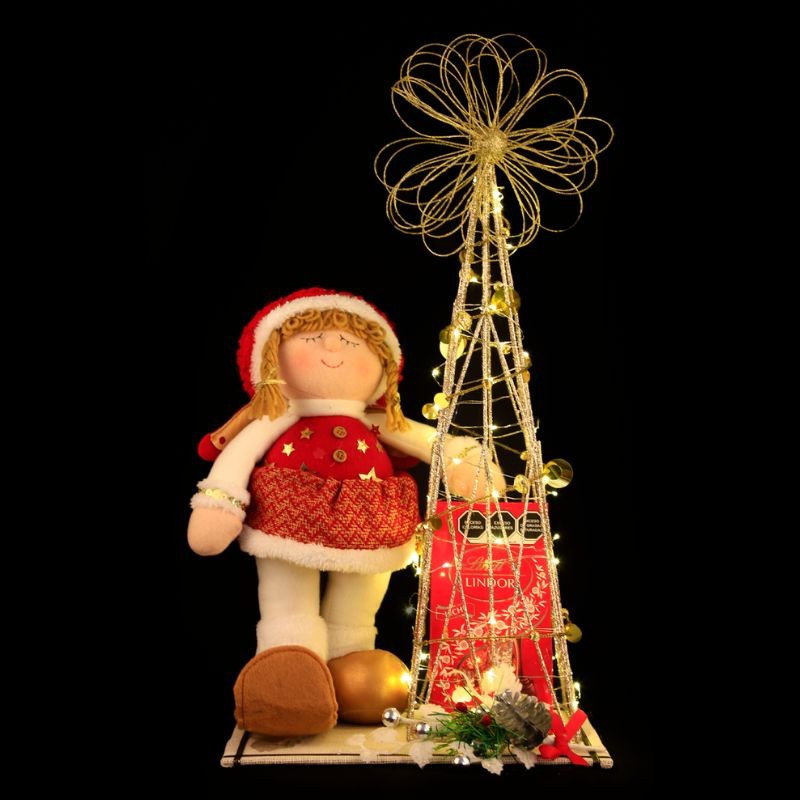 Sweet Angel with Christmas Tree and Chocolates