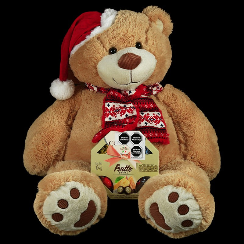 Oso de Peluche Navideño con Chocolates